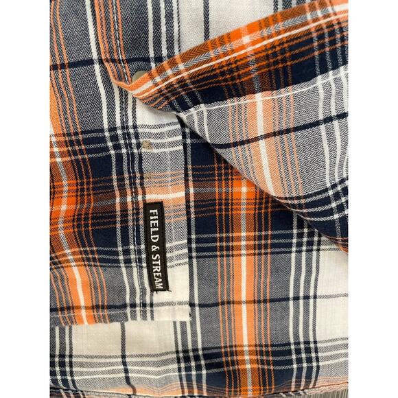 Field & Stream Men's Short Sleeve Button Up Flannel Shirt Size 2XL Orange Blue - Picture 4 of 6